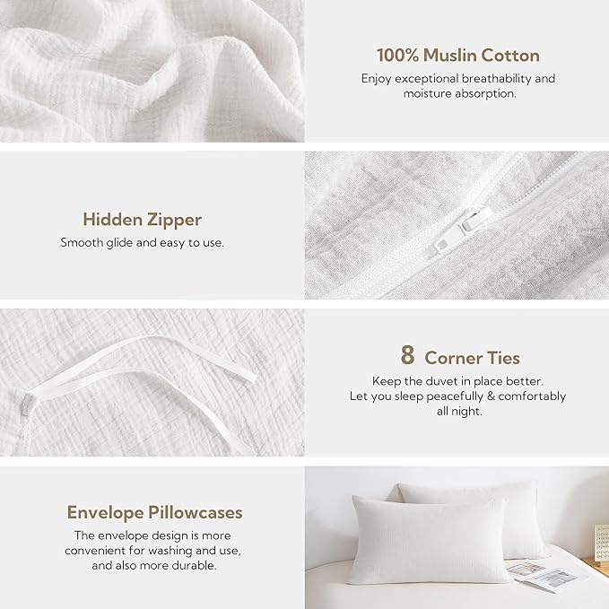 Linen Duvet Cover Set - Queen - 3 Piece