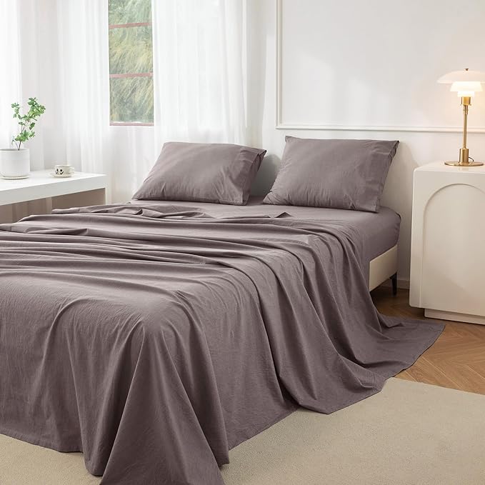 Linen Bed Sheet Set - Queen - 4 Piece