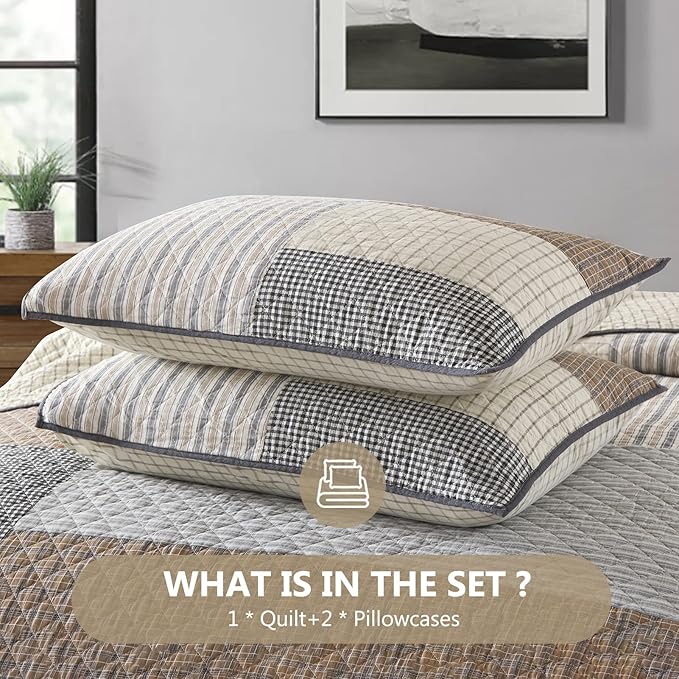 100% Cotton Quilt Set - Queen - 3 Piece