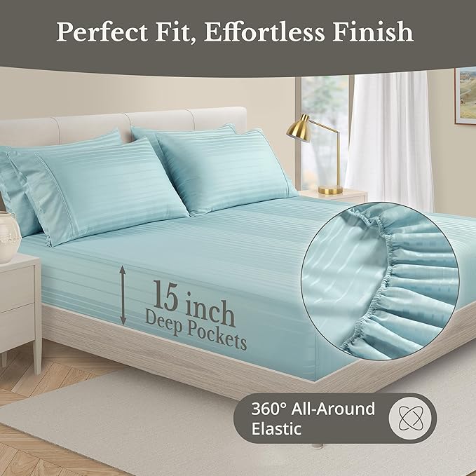 100% Cotton Bed Sheet Set - King - 6 Piece