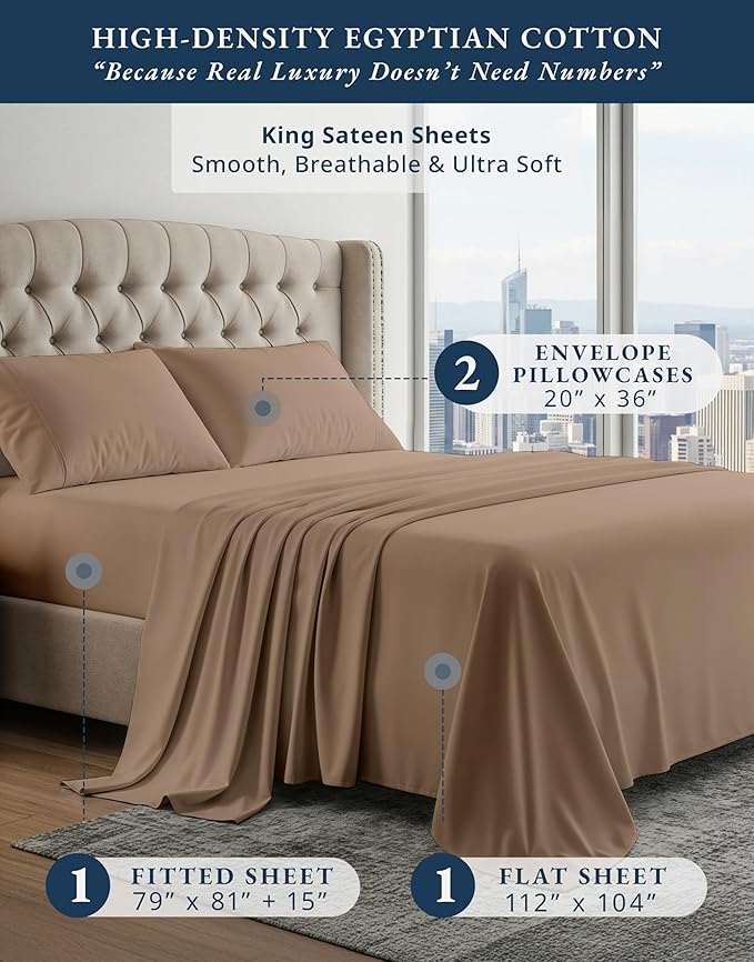 Linen Cooling Bed Sheet Set - King - 15 in Deep Pocket - 4 Piece