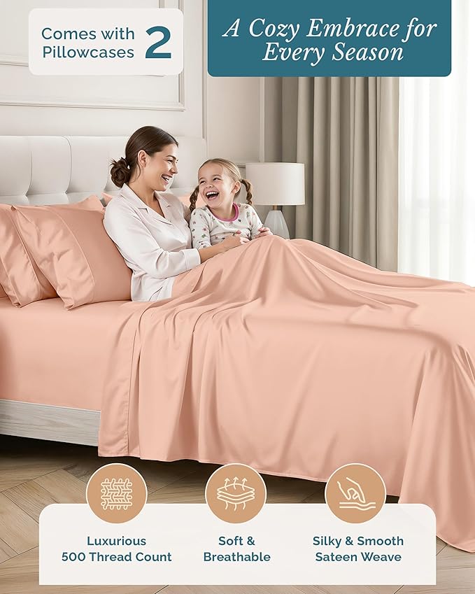 100% Cotton Bed Sheet Set - Twin - 4 Piece