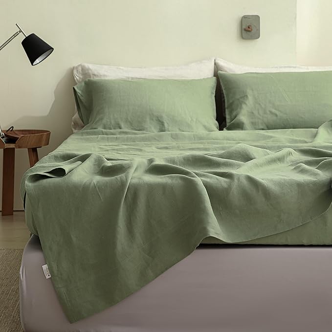 Linen Bed Sheet Set - King - 6 Piece