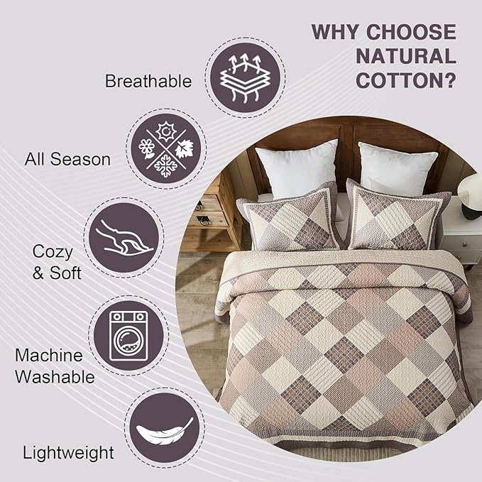 100% Cotton Bedding Set - California King - 3 Piece