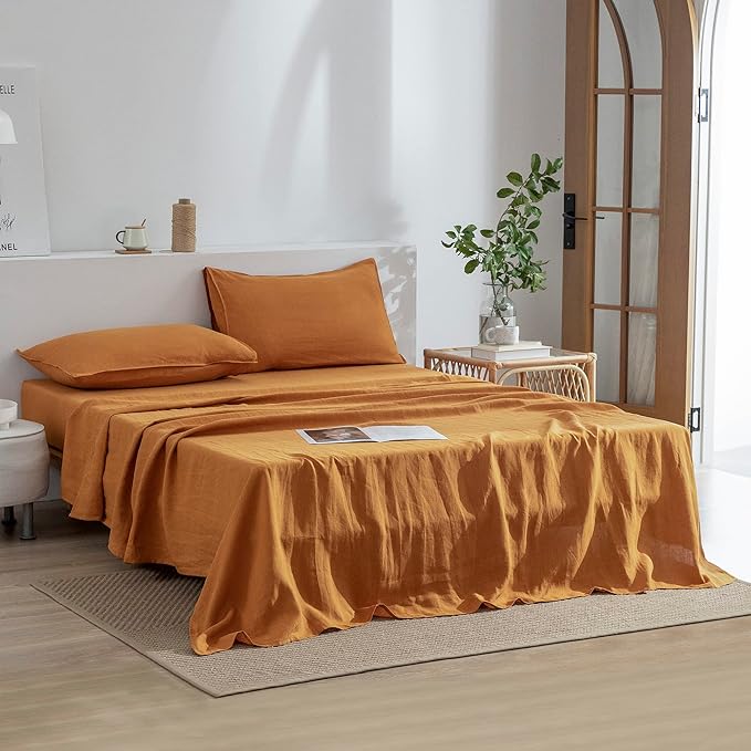 Linen Bed Sheet Set - California King - 4 Piece