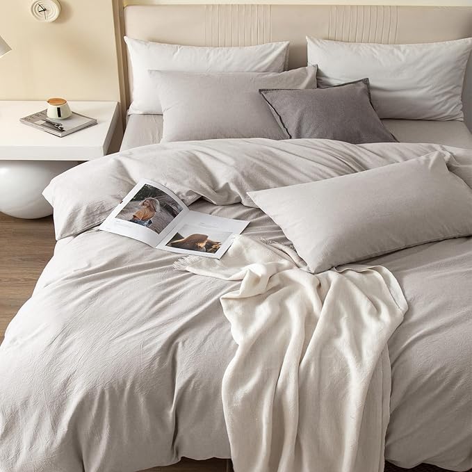 Linen Duvet Cover Set - Queen - 90 x 90 in - 3 Piece