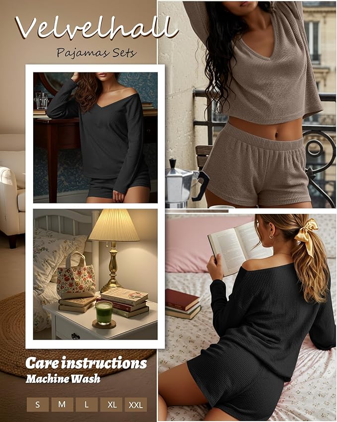 Women's Shorts Pajama Set - Long Sleeve - 2 Pack - 2 Piece