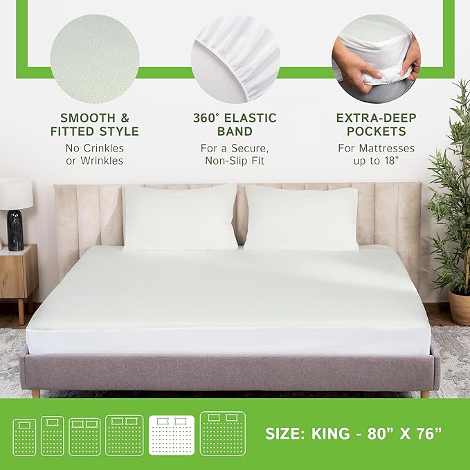 Bamboo Cooling Mattress Protector - King