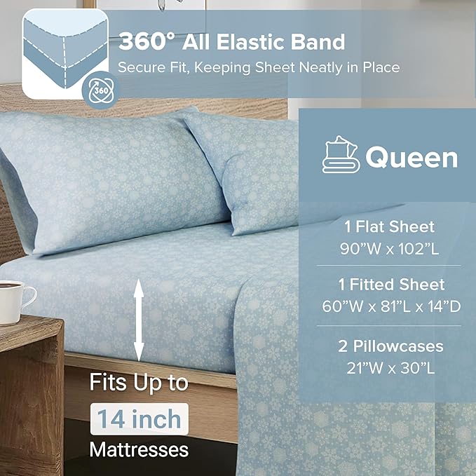 Flannel Bed Sheet Set - Queen - 4 Piece