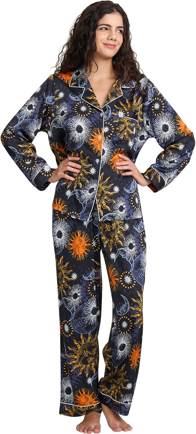 Satin Pajama Set - Long Sleeve - 2 Piece