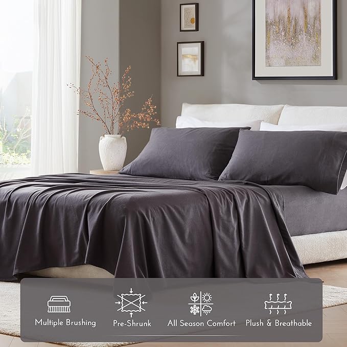 Flannel Bed Sheet Set - King - 4 Piece
