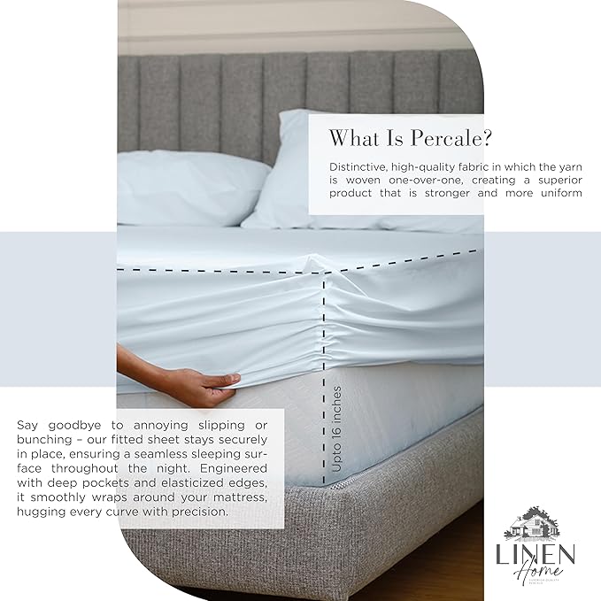 100% Cotton Bed Sheet Set - California King - 4 Piece