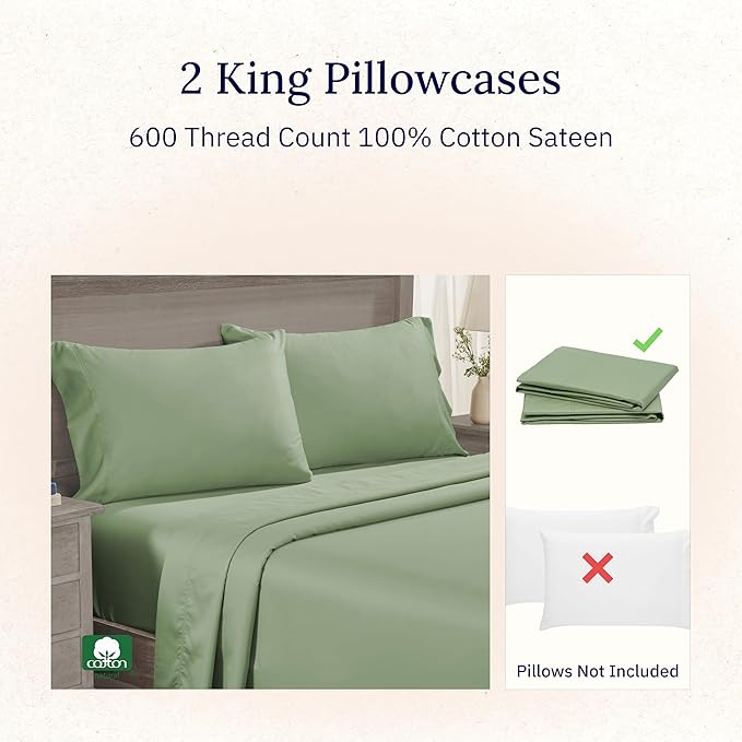 100% Cotton Pillowcase Set - King - 2 Piece