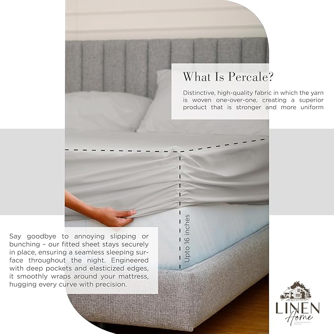100% Cotton Bed Sheet Set - Twin XL - 3 Piece