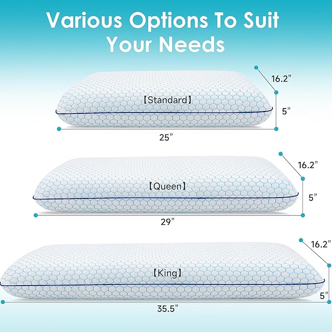 Memory Foam Bed Pillow - King - 2 Piece