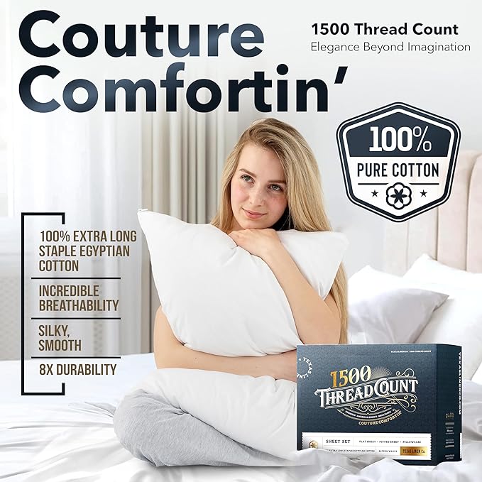 Linen Cooling Bed Sheet Set - California King - 17 in Deep Pocket - 4 Piece
