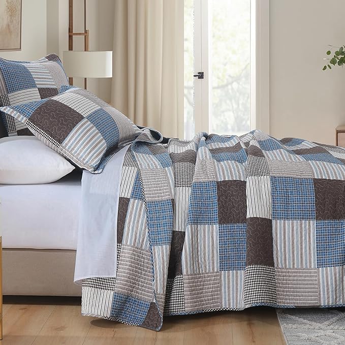 100% Cotton Quilt Set - King - 3 Piece
