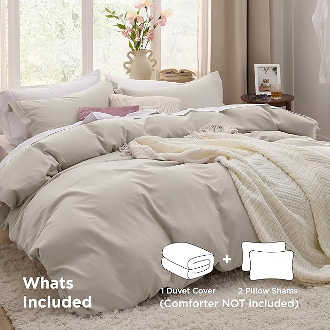 Linen Duvet Cover Set - Queen - 90 x 90 in - 3 Piece
