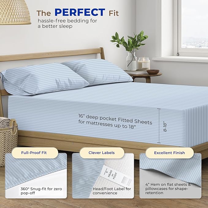 Cooling Bed Sheet Set - Queen - 18 in Deep Pocket - 4 Piece