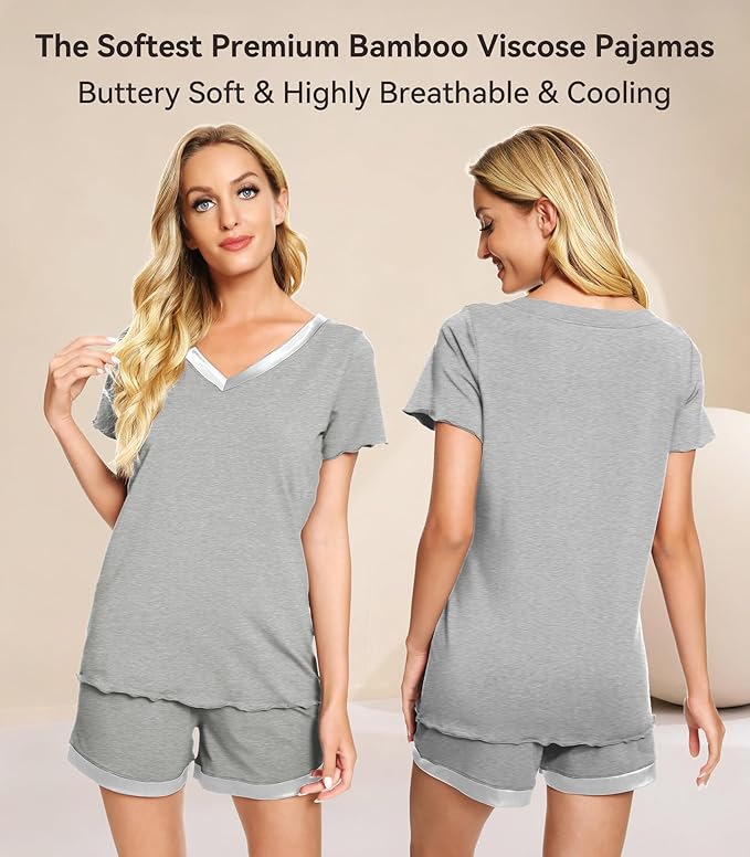 Women's Bamboo Cooling Pajama Set - Short Sleeve - 2 Piece