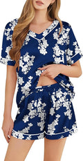 Women's Satin Pajama Set - Short Sleeve - 2 Piece