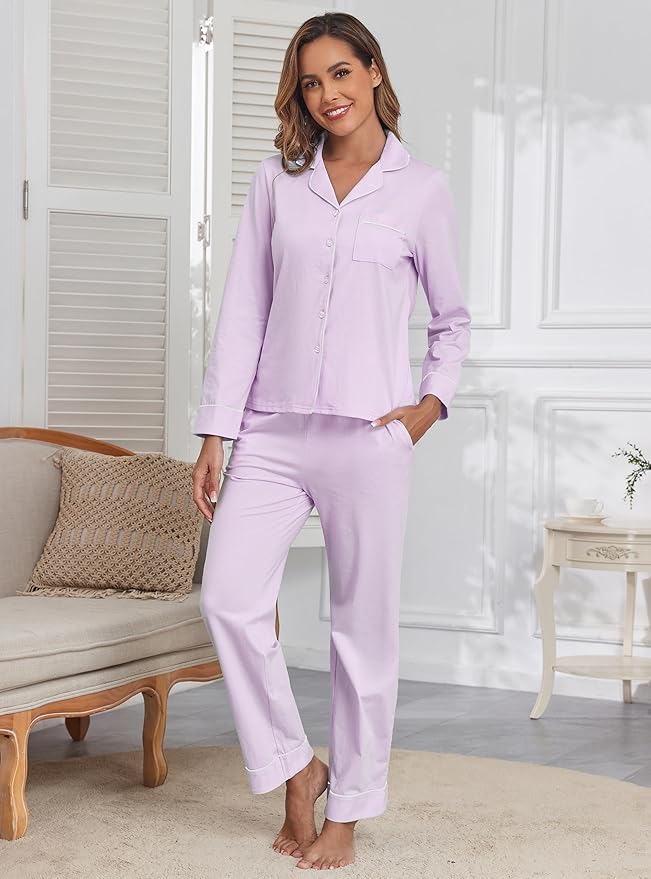 Women's 100% Cotton Pajama Set - Long Sleeve - 2 Piece