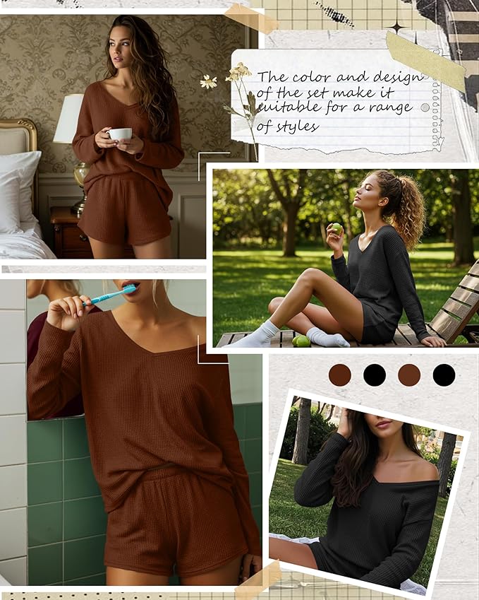 Women's Shorts Pajama Set - Long Sleeve - 2 Pack - 2 Piece