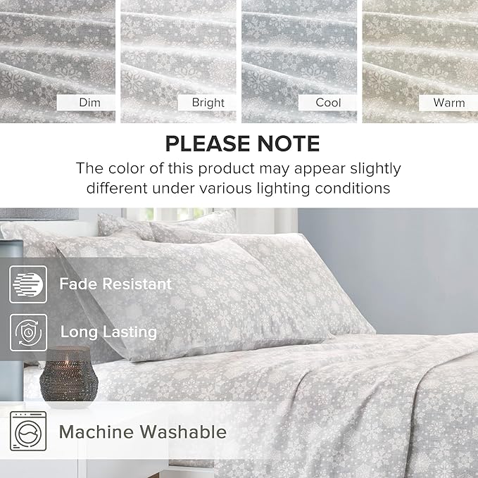 Flannel Bed Sheet Set - King - 4 Piece