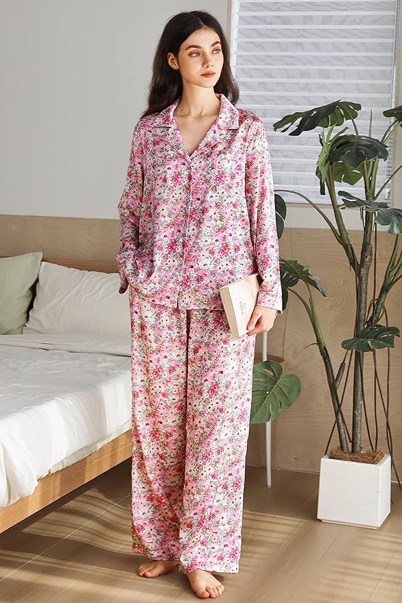 Satin Pajama Set - Long Sleeve - 2 Piece
