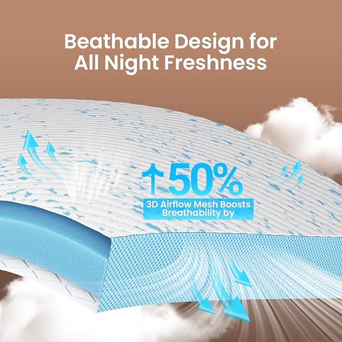 Memory Foam Cooling Mattress Topper - Queen
