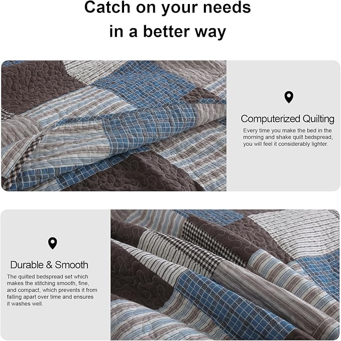 100% Cotton Quilt Set - Queen - 3 Piece
