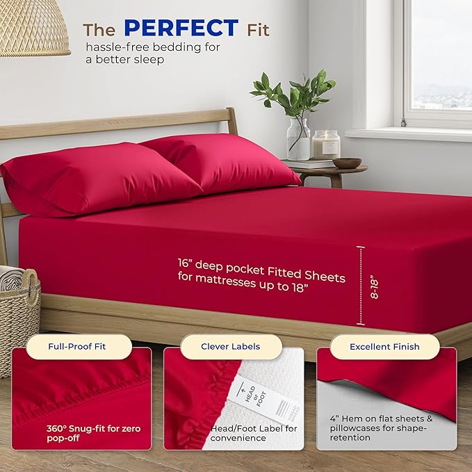 Cooling Bed Sheet Set - Twin - 16 in Deep Pocket - 3 Piece