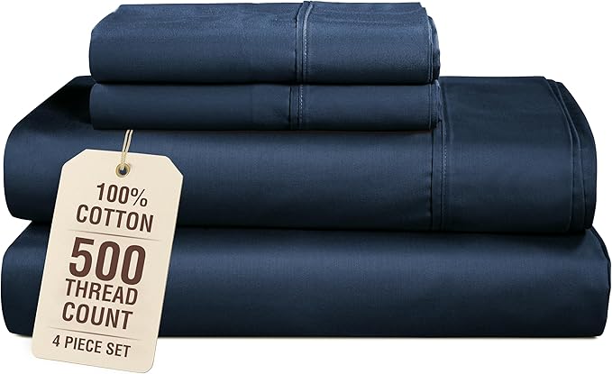100% Cotton Bed Sheet Set - Twin - 15 in Deep Pocket - 4 Piece