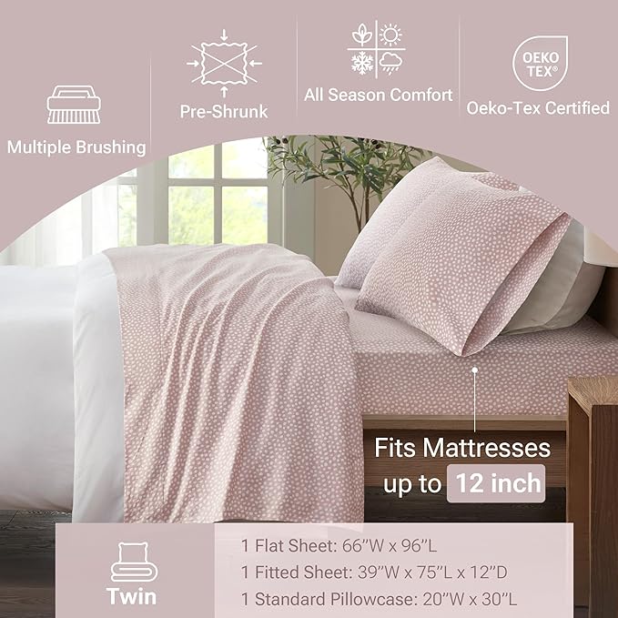 100% Cotton Bed Sheet Set - Twin - 3 Piece