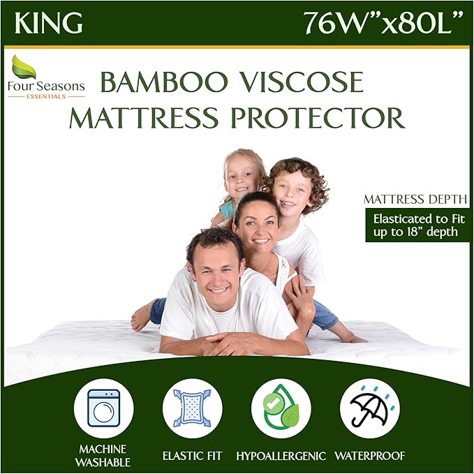 Bamboo Cooling Mattress Protector - King