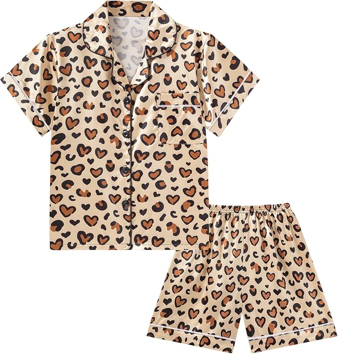 Satin Pajama Set - Short Sleeve - 2 Piece