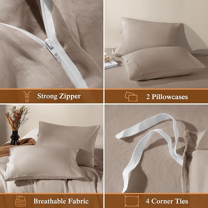 Linen Duvet Cover Set - California King - 3 Piece