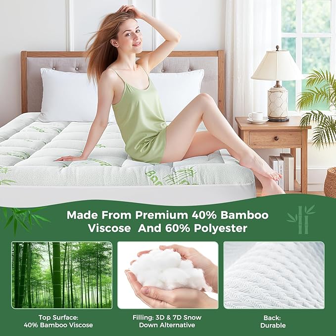 Bamboo Mattress Pad - Twin XL - 21 in Deep Pocket