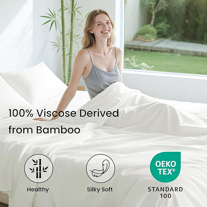 Bamboo Cooling Bed Sheet Set - Queen - 4 Piece