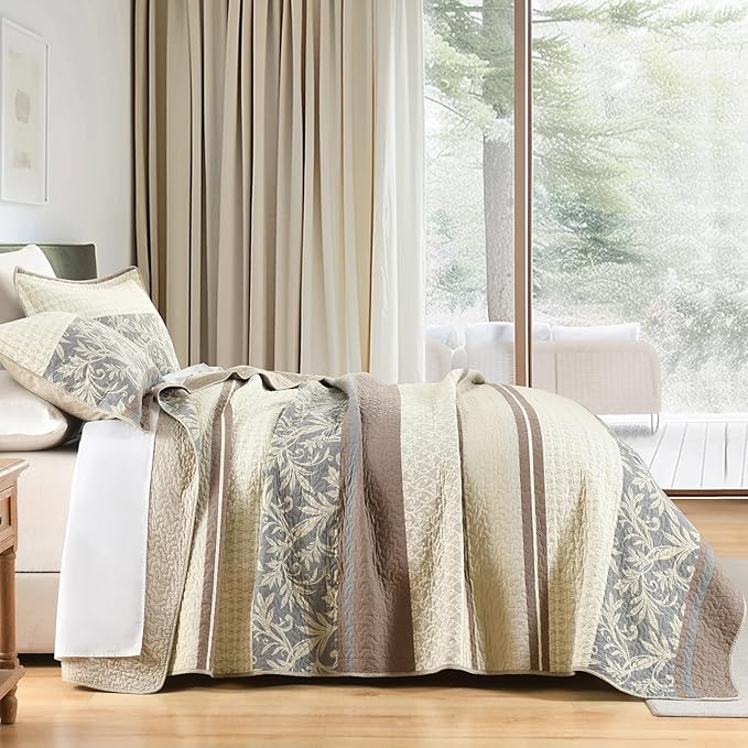 100% Cotton Quilt Set - Queen - 3 Piece