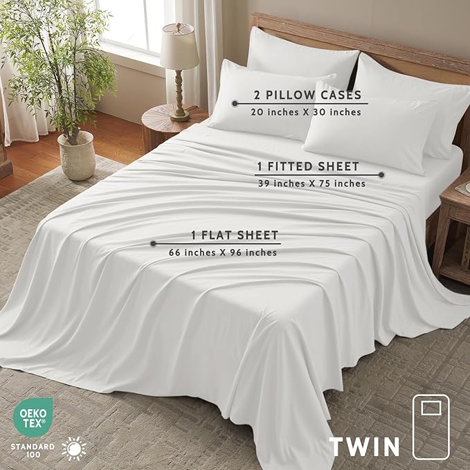 Microfiber Cooling Bed Sheet Set - Twin - 4 Piece