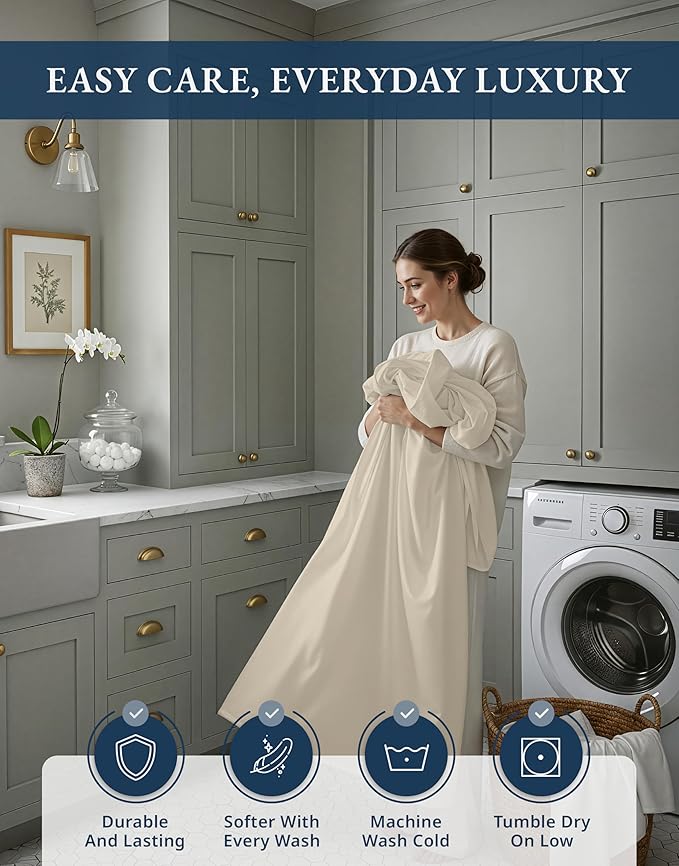 Linen Bed Sheet Set - Queen - 15 in Deep Pocket