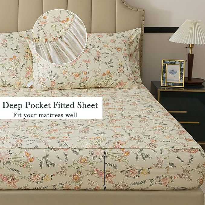 100% Cotton Bed Sheet Set - Twin - 4 Piece