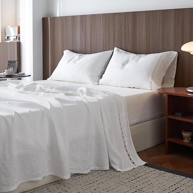 Linen Bed Sheet Set - King - 4 Piece
