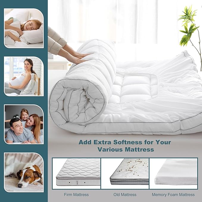 Down Alternative Cooling Mattress Pad - King - 22 in Deep Pocket