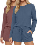 Women's Shorts Pajama Set - Long Sleeve - 2 Pack - 2 Piece