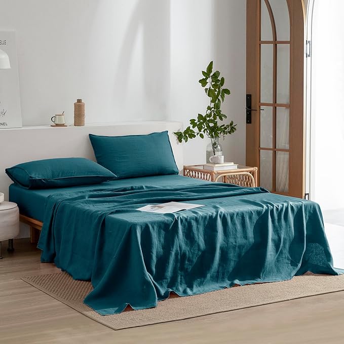 Linen Bed Sheet Set - Queen - 4 Piece
