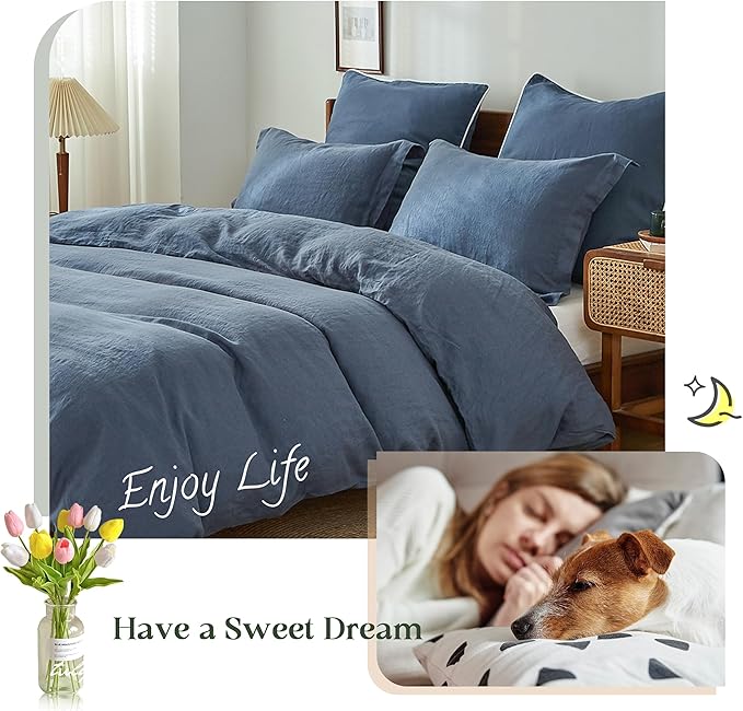 Linen Duvet Cover Set - Queen - 3 Piece