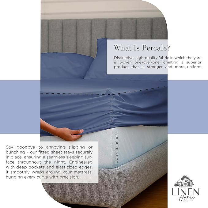 100% Cotton Bed Sheet Set - Full - 4 Piece