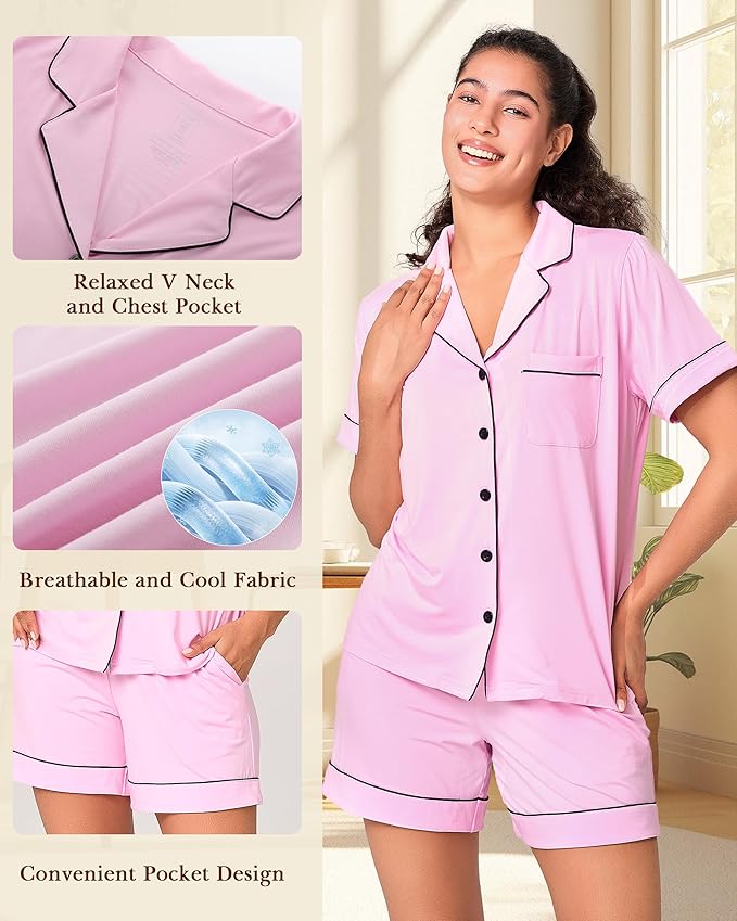 Women's Bamboo Shorts Pajama Set - 2 Piece